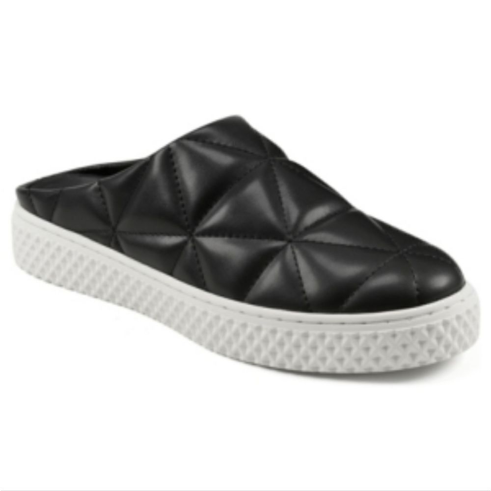 New AEROSOLES Women's Ella Slip-On Sneaker black leather quilted slide 6.5